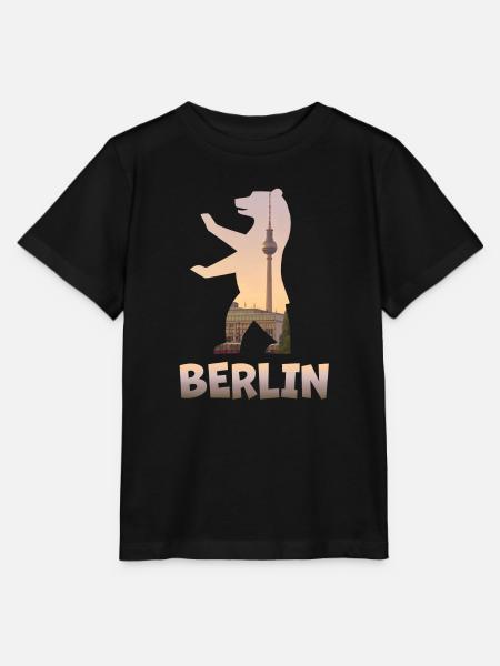 Berlin Bär gefüllt mit Skyline Fernsehturm - Stanley/Stella Kinder T-Shirt MINI CREATOR  - Schwarz