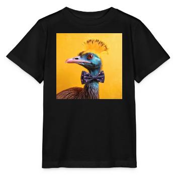 Blauer Vogel mit Fliege - Stanley/Stella Kinder T-Shirt MINI CREATOR  - Schwarz - Vorne - Mikhail (115cm)