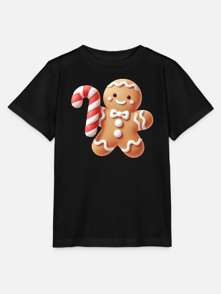 Fröhlicher Lebkuchenmann mit Zuckerstange - Stanley/Stella Kinder T-Shirt MINI CREATOR - Schwarz