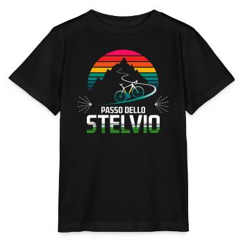 Passo delle Stelvio Radfahren Design - Stanley/Stella Kinder T-Shirt MINI CREATOR  - Schwarz - Vorne - Mikhail (115cm)