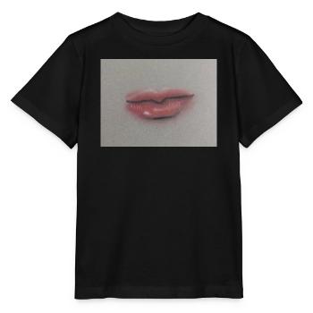 Lip art expressif sur feuille grise - T-shirt bio MINI CREATOR Stanley/Stella Enfant - noir - Devant - Mikhail (115cm)