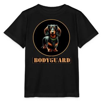 Bodyguard Dackel Langhaardackel - Stanley/Stella Kinder T-Shirt MINI CREATOR  - Schwarz - Vorne - Mikhail (115cm)