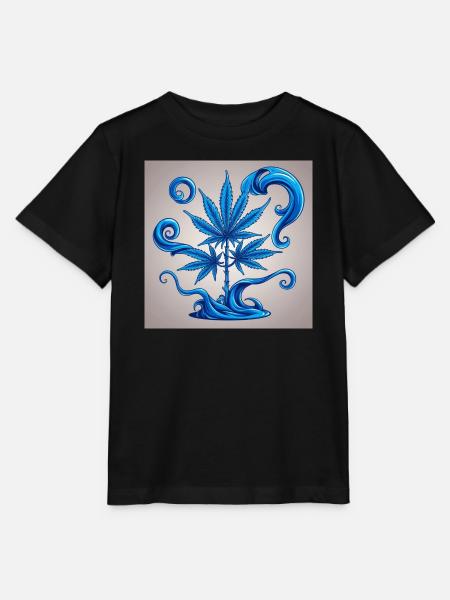 Blauer Hanfbaum mit Wasserdesign - Stanley/Stella Kinder T-Shirt MINI CREATOR - Schwarz