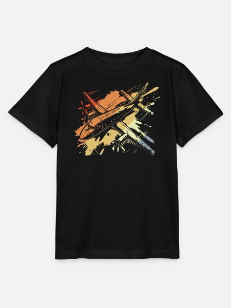 Flugzeug Streetart Retro - Stanley/Stella Kinder T-Shirt MINI CREATOR  - Schwarz