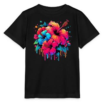 Hibiscus Flowers - Stanley/Stella MINI CREATOR Kids’ T-Shirt - black - Front - Mikhail (115cm)
