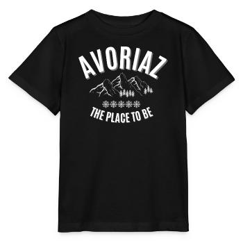 Avoriaz, station de ski, sport d'hiver - T-shirt bio MINI CREATOR Stanley/Stella Enfant - noir - Devant - Mikhail (115cm)