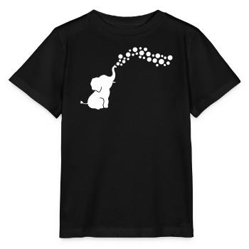Verspielter Elefant, der Blasen bläst - Stanley/Stella Kinder T-Shirt MINI CREATOR  - Schwarz - Vorne - Mikhail (115cm)