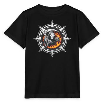 Flaming Reaper on Spiked Crest - Stanley/Stella MINI CREATOR Kids’ T-Shirt - black - Front - Mikhail (115cm)