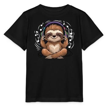 Paresseux de musique avec clé de casque - T-shirt bio MINI CREATOR Stanley/Stella Enfant - noir - Devant - Mikhail (115cm)