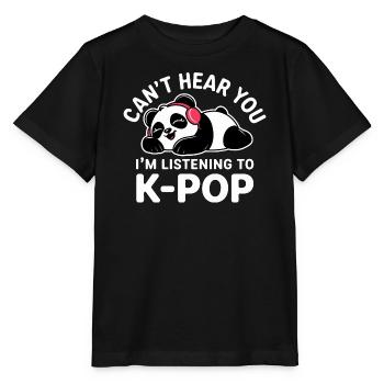 Panda mignon écoutant de la K-pop - T-shirt bio MINI CREATOR Stanley/Stella Enfant - noir - Devant - Mikhail (115cm)