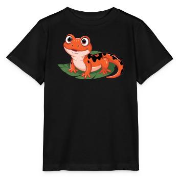 Feuriger Blattsalamander - Stanley/Stella Kinder T-Shirt MINI CREATOR  - Schwarz - Vorne - Mikhail (115cm)