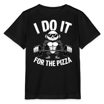 I Do It For The Pizza Langhantel Bodybuilder - Stanley/Stella Kinder T-Shirt MINI CREATOR  - Schwarz - Vorne - Mikhail (115cm)