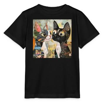 chat chats chat collage de chat - T-shirt bio MINI CREATOR Stanley/Stella Enfant - noir - Devant - Mikhail (115cm)