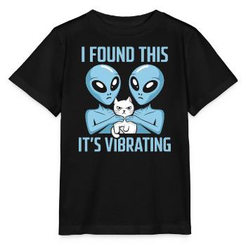 Außerirdische Katze Entdeckung - Stanley/Stella Kinder T-Shirt MINI CREATOR  - Schwarz - Vorne - Mikhail (115cm)
