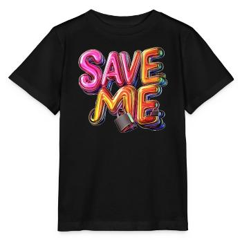 Stylischer 3D Schriftzug "SAVE ME" mit Schlössern - Stanley/Stella Kinder T-Shirt MINI CREATOR  - Schwarz - Vorne - Mikhail (115cm)