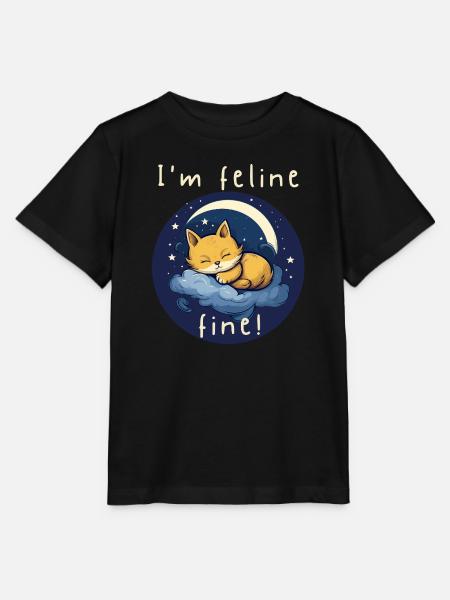Feline Fine Moonlit Kitten - Stanley/Stella Kinder T-Shirt MINI CREATOR - Schwarz