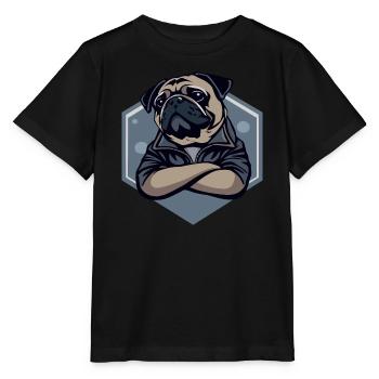 Chien carlin - T-shirt bio MINI CREATOR Stanley/Stella Enfant - noir - Devant - Mikhail (115cm)