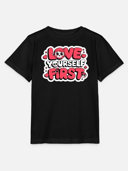 love yourself first Galentine's Day 2026 - Stanley/Stella MINI CREATOR Kids’ T-Shirt - black