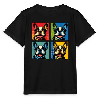Frenchie Pop Art Bubbles, Pancake, Chonk, Nibbles - Stanley/Stella MINI CREATOR Kids’ T-Shirt - black - Front - Mikhail (115cm)