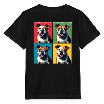 Pop Art Bulldog, Bubbles, Pancake, Chonk, Nibbles - Stanley/Stella MINI CREATOR Kids’ T-Shirt - black - Front - Mikhail (115cm)