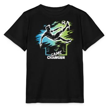 Game Changer - Icône de conception du coup de pied aérien de football - T-shirt bio MINI CREATOR Stanley/Stella Enfant - noir - Devant - Mikhail (115cm)