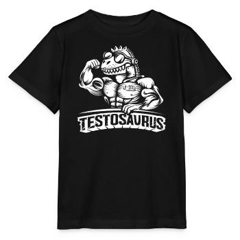 Testosaurus – The Muscular Cybersaurus - Stanley/Stella MINI CREATOR Kids’ T-Shirt - black - Front - Mikhail (115cm)