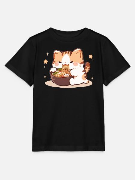 Katze isst Spaghetti Meme - Stanley/Stella T-shirt MINI CREATOR til børn - sort