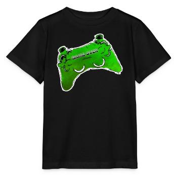gruener Comic Controller mit Text GAME OVER - Stanley/Stella Kinder T-Shirt MINI CREATOR  - Schwarz - Vorne - Mikhail (115cm)