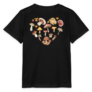 Mushroom Heart Vintage-Cottagecore – Grzyby Serce - Stanley/Stella Kinder T-Shirt MINI CREATOR  - Schwarz - Vorne - Mikhail (115cm)