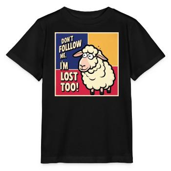 Moutons « Ne me suis pas – moi aussi je suis perdu ! » - T-shirt bio MINI CREATOR Stanley/Stella Enfant - noir - Devant - Mikhail (115cm)