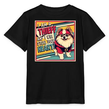 Pomeranian Dog "I am a thief" - Stanley/Stella MINI CREATOR Kids’ T-Shirt - black - Front - Mikhail (115cm)