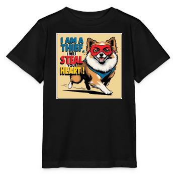 Pomeranian Dog "I am a thief" - Stanley/Stella MINI CREATOR Kids’ T-Shirt - black - Front - Mikhail (115cm)