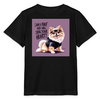 Pomeranian Dog "I am a thief" - Stanley/Stella MINI CREATOR Kids’ T-Shirt - black - Front - Mikhail (115cm)