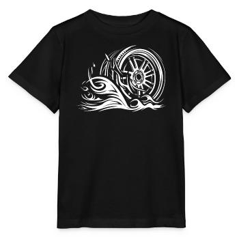Jante de course avec flammes – Tribal Auto Design - T-shirt bio MINI CREATOR Stanley/Stella Enfant - noir - Devant - Mikhail (115cm)