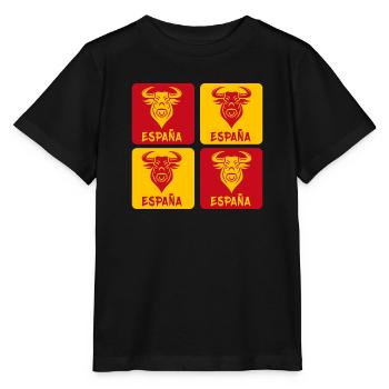 Espagne Taureau National Couleurs Design - T-shirt bio MINI CREATOR Stanley/Stella Enfant - noir - Devant - Mikhail (115cm)