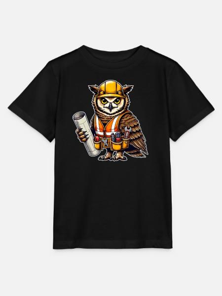 Bauarbeiter-Eule – Clever & Handwerklich! - Stanley/Stella Kinder T-Shirt MINI CREATOR - Schwarz