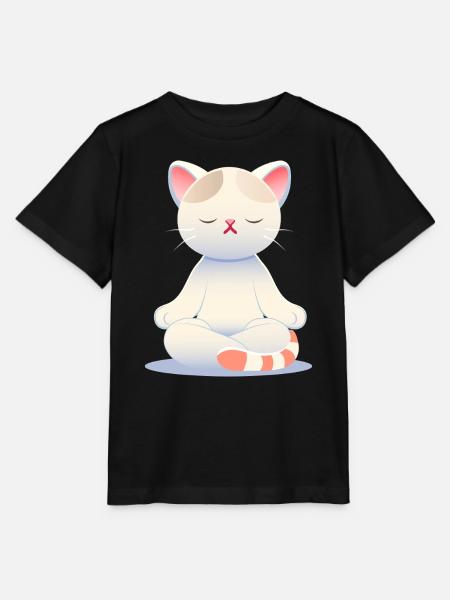 Zen-Katze - Achtsamkeit in sanften Farben - Stanley/Stella Kinder T-Shirt MINI CREATOR - Schwarz