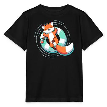 Entspannter Fuchs im Pool – Sommer & Leichtigkeit - Stanley/Stella Kinder T-Shirt MINI CREATOR  - Schwarz - Vorne - Mikhail (115cm)