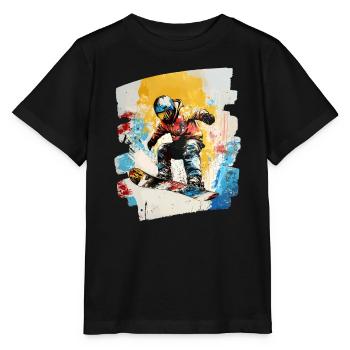 Snowboarder poudreuse - T-shirt bio MINI CREATOR Stanley/Stella Enfant - noir - Devant - Mikhail (115cm)