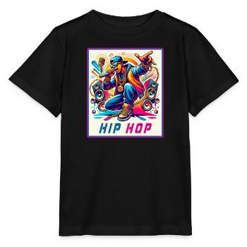 Hip-Hop Vibes – Rapper mit Mikrofon - Stanley/Stella Kinder T-Shirt MINI CREATOR  - Schwarz - Vorne - Mikhail (115cm)