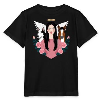 Frauchen, Hund und Pferd - Stanley/Stella Kinder T-Shirt MINI CREATOR  - Schwarz - Vorne - Mikhail (115cm)