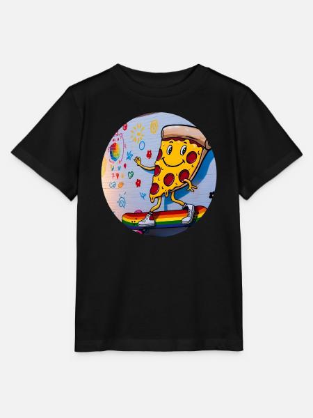 Pizza Slice Skateboard Graffiti - Stanley/Stella Kinder T-Shirt MINI CREATOR - Schwarz
