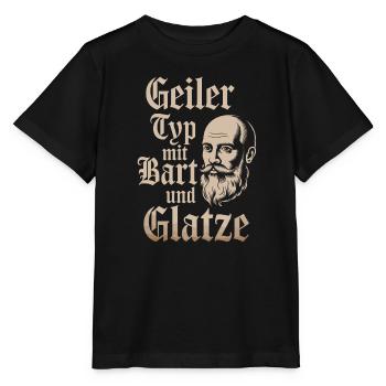 guy with beard & bald head beard wearer - Stanley/Stella MINI CREATOR Kids’ T-Shirt - black - Front - Mikhail (115cm)