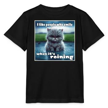 Cat in the rain - Stanley/Stella MINI CREATOR Kids’ T-Shirt - black - Front - Mikhail (115cm)