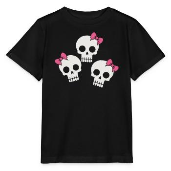 Cute Skull with Bows - Stanley/Stella MINI CREATOR Kids’ T-Shirt - black - Front - Mikhail (115cm)