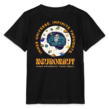 Cerveau neuroépicé d’astronaute neurodivergent - T-shirt bio MINI CREATOR Stanley/Stella Enfant - noir - Devant - Mikhail (115cm)