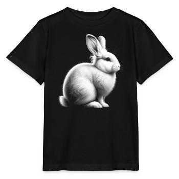 Cute White Rabbit Portrait - Stanley/Stella MINI CREATOR Kids’ T-Shirt - black - Front - Mikhail (115cm)