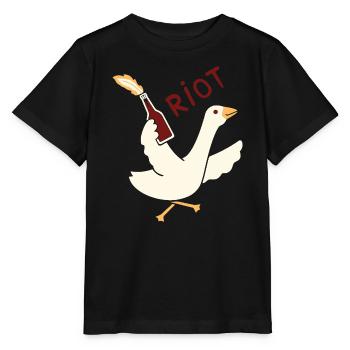 Rioting Goose T-Shirt – Fun & Quirky Graphic - Stanley/Stella MINI CREATOR Kids’ T-Shirt - black - Front - Mikhail (115cm)