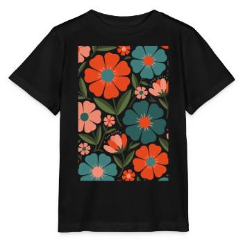 Boho Flora Blumen - Stanley/Stella Kinder T-Shirt MINI CREATOR  - Schwarz - Vorne - Mikhail (115cm)