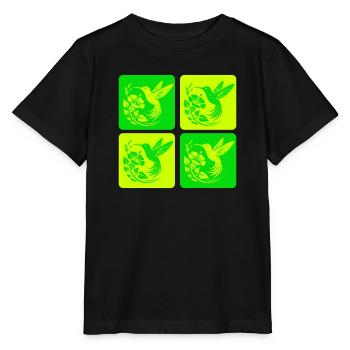 Kolibri & Blüte – Nature Design - Stanley/Stella Kinder T-Shirt MINI CREATOR  - Schwarz - Vorne - Mikhail (115cm)
